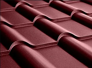 Металлочерепица камея 0,5 Satin Matt RAL 3005 красное вино