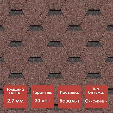 Гибкая черепица Docke PIE STANDARD/ СОТА/ Красный