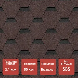 Гибкая черепица Docke PIE PREMIUM/ ШЕФФИЛД/ Корица