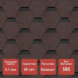 Гибкая черепица Docke PIE PREMIUM/ ШЕФФИЛД/ Корица