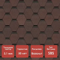 Гибкая черепица Döcke PIE PREMIUM/ ШЕФФИЛД/ Зрелый каштан
