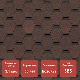 Гибкая черепица Döcke PIE PREMIUM/ ШЕФФИЛД/ Зрелый каштан