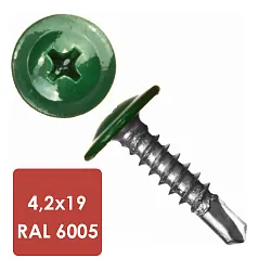 Саморез с прессшайбой 4,2х19 RAL 6005 (1000 шт) Китай