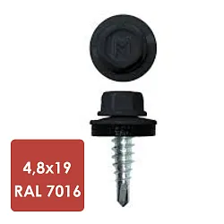 Саморез по металлу Daxmer 4,8х19 RAL 7016 (250) сверло № 2  (Россия)