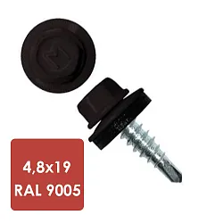 Саморез по металлу Daxmer 4,8х19 RAL 9005 (250) сверло №2 (Россия)