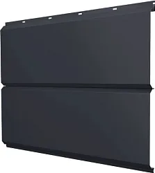 Сайдинг металлический ЭкоБрус новый Grand Line 0,5 Drap ТХ с пленкой RAL 7024 мокрый асфальт