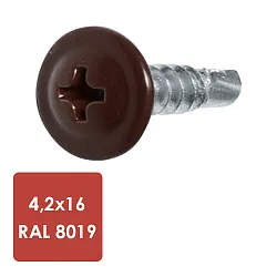 Саморез ПШ 4,2х16 RAL 8019 упак. (1000 шт) Китай