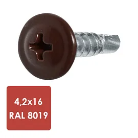Саморез ПШ 4,2х16 RAL 8019 упак. (1000 шт) Китай