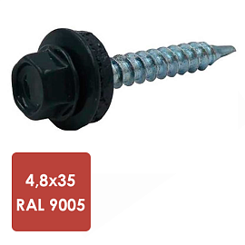 Саморез кровельный 4,8х,35 (9005) черный янтарь ROOFRetail (250шт/уп)