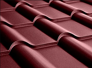 Металлочерепица камея 0,5 Satin Matt RAL 3005 красное вино