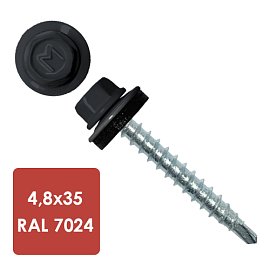 Саморез кровельный Daxmer 4,8х35 RAL 7024 (250) сверло №1 (Россия)