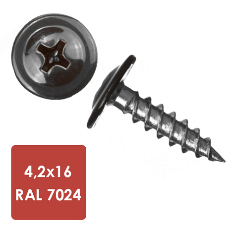 Саморез ПШС 4,2х16 RAL 7024 упак. (1000 шт) Китай