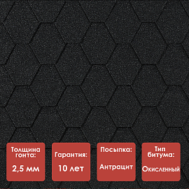 Гибкая черепица Döcke PIE EURASIA/ ШЕСТИГРАННИК/ Чёрный (ВЫВОДИТСЯ ИЗ АССОРТИМЕНТА!!!!!!) 