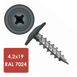 Саморез с прессшайбой 4,2х19 (7024) графит-сер. (1000 шт)