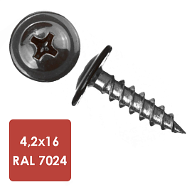 Саморез ПШС 4,2х16 RAL 7024 упак. (1000 шт) Китай