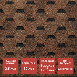 Гибкая черепица Döcke PIE EURASIA/ ШЕСТИГРАННИК/ Светло-коричневый