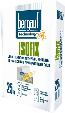 Клей для пенополистир.минваты и нанесения армир-го слоя Bergauf Isofix  25 кг