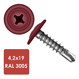 Саморез с прессшайбой 4,2х19 (3005) винно-красн. (1000 шт)