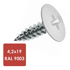 Саморез с прессшайбой 4,2х19 (9003) ярко-бел. (1000 шт)