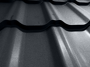 Металлочерепица модульная квинта Uno Grand Line c 3D резом 0,5 Satin Мatt RAL 7024 мокрый асфальт