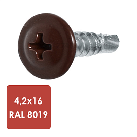 Саморез ПШ 4,2х16 RAL 8019 упак. (1000 шт) Китай